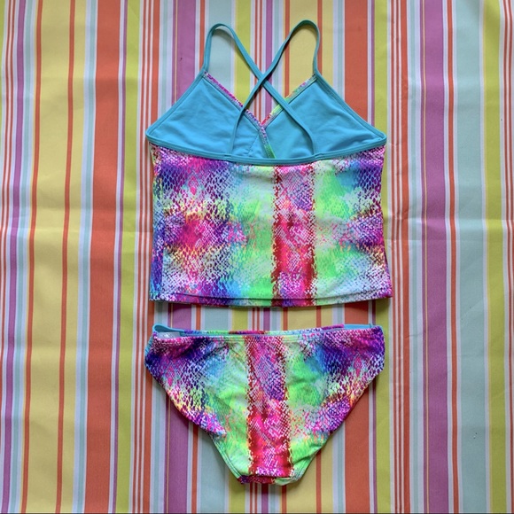 1989 Place Bright Multi Colour Tankini, size 10/12 girls - Picture 2 of 5